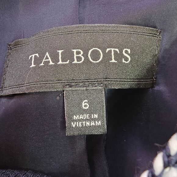 Talbots zipper front navy blazer jacket with pockets embroidered Sz 6 - Picture 6 of 12